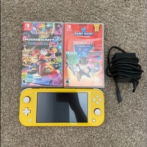 Yellow Nintendo Switch Lite with 2 games